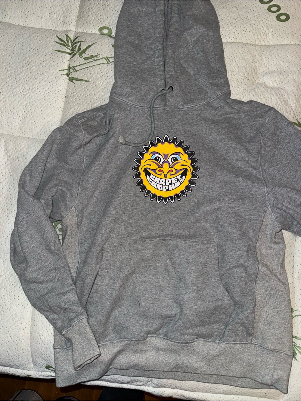 Gray Hoodie with Yellow Sun Emblem - Unbranded